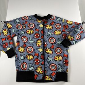 Marvel themed boy's allover print bomber jacket Size 7 Spider Man Light Weight